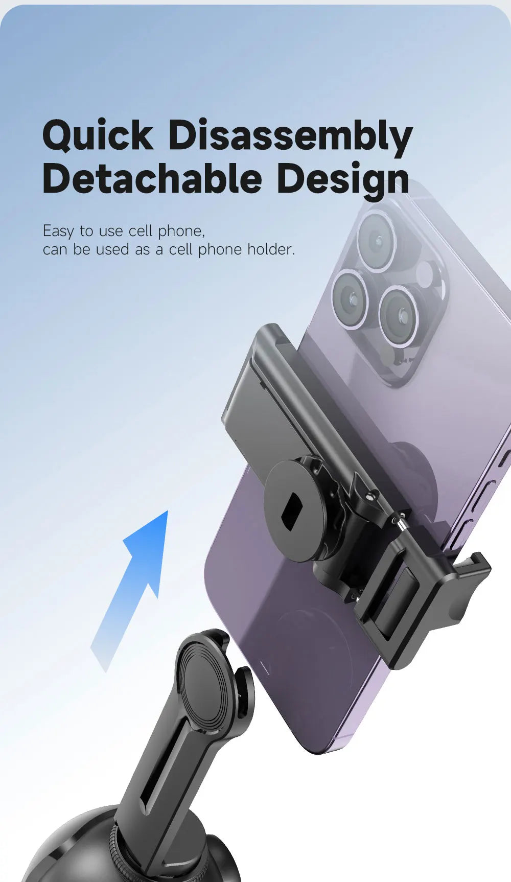 Stabilisateur à 360° avec suivi automatique intelligent du visage, support de téléphone portable, trépied pour appareil photo, smartphone, vidéo, vlog, live