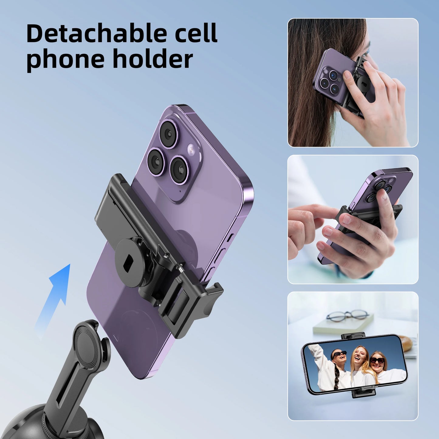 Stabilisateur à 360° avec suivi automatique intelligent du visage, support de téléphone portable, trépied pour appareil photo, smartphone, vidéo, vlog, live