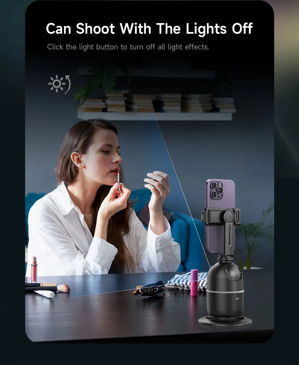 Stabilisateur à 360° avec suivi automatique intelligent du visage, support de téléphone portable, trépied pour appareil photo, smartphone, vidéo, vlog, live