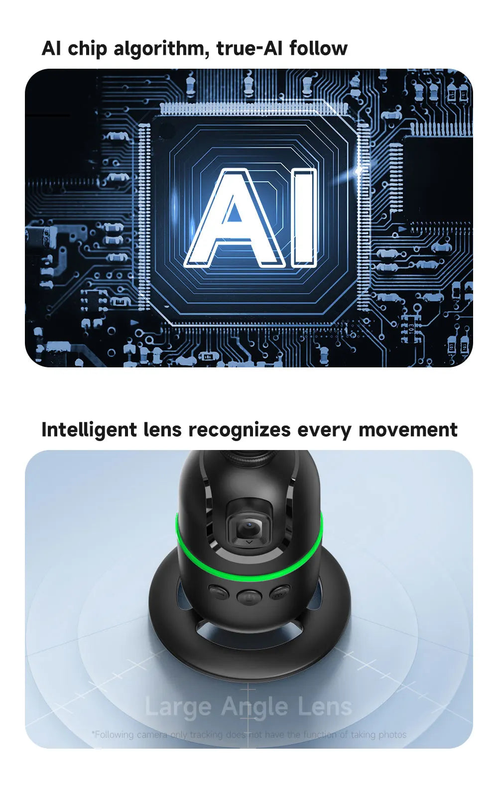 Stabilisateur à 360° avec suivi automatique intelligent du visage, support de téléphone portable, trépied pour appareil photo, smartphone, vidéo, vlog, live