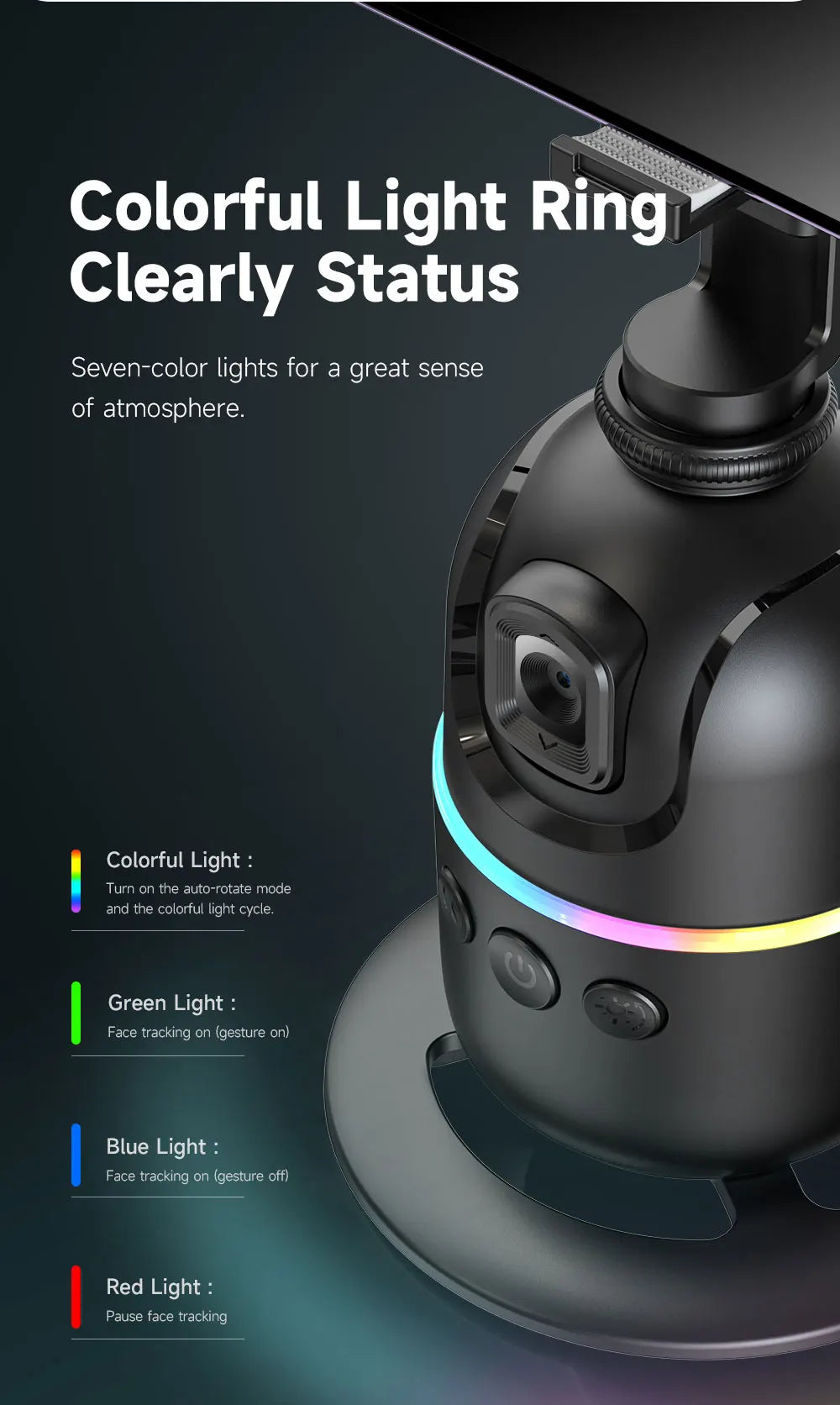 Stabilisateur à 360° avec suivi automatique intelligent du visage, support de téléphone portable, trépied pour appareil photo, smartphone, vidéo, vlog, live