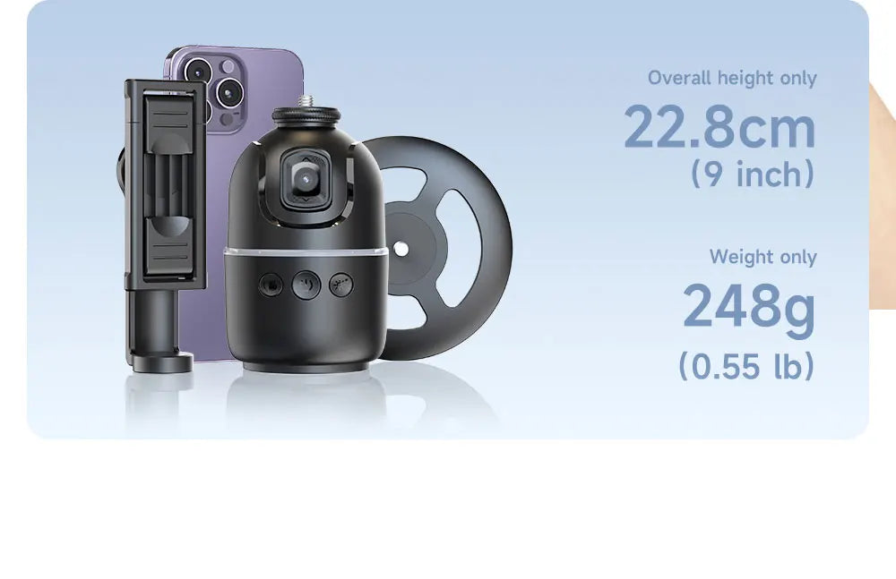 Stabilisateur à 360° avec suivi automatique intelligent du visage, support de téléphone portable, trépied pour appareil photo, smartphone, vidéo, vlog, live
