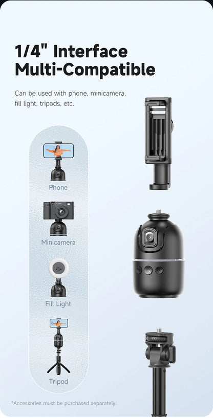 Stabilisateur à 360° avec suivi automatique intelligent du visage, support de téléphone portable, trépied pour appareil photo, smartphone, vidéo, vlog, live
